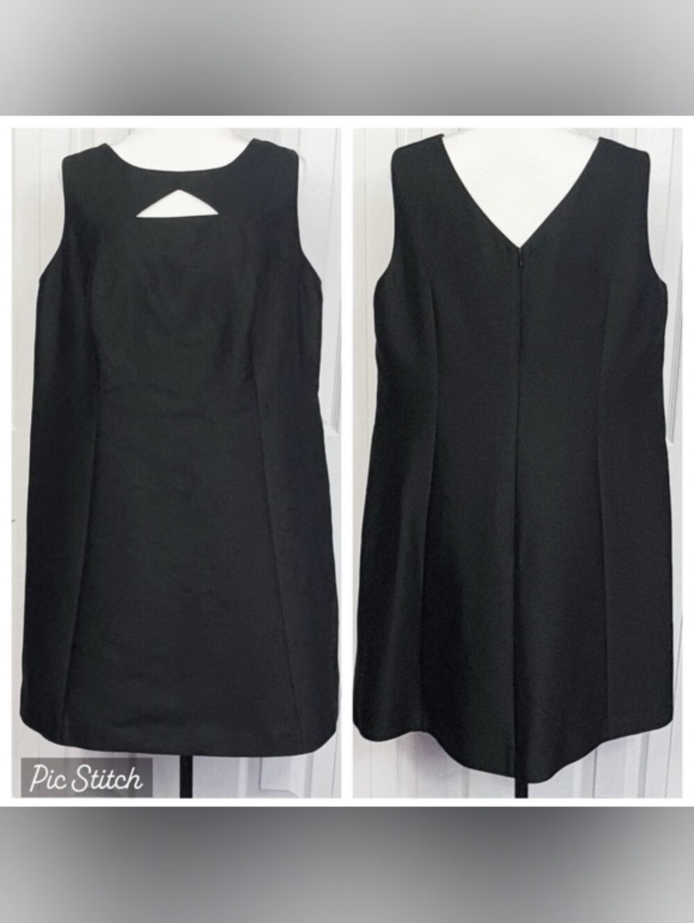 Talbots Black Silk Cotton Sleeveless Cutout Neck Mini Shift Dress 16WP